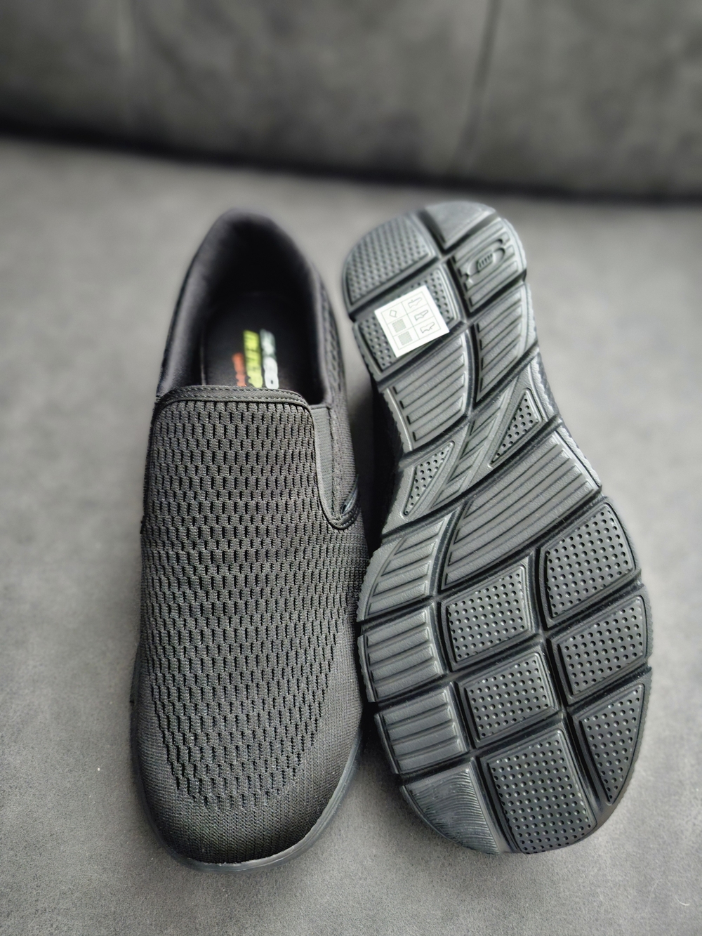 Skechers Men's Black Slip-On Mesh Loafers
